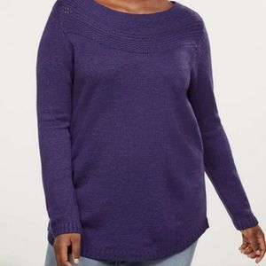 Lane bryant knit purple sweater NWT 24/26 boat neck flattering feminine
